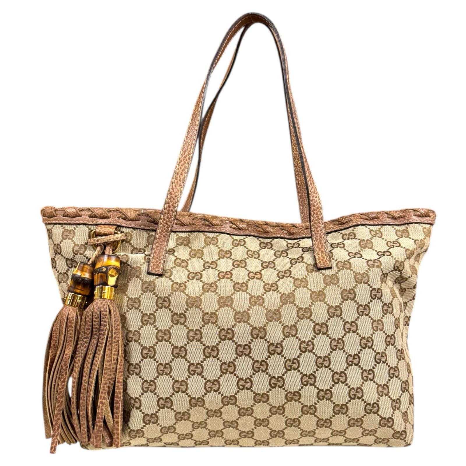 グッチ トートバッグ GGキャンバス 218780 ブラウン レディース GUCCI 中古