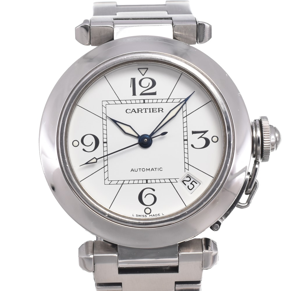 カルティエ CARTIER W31074M7 パシャC デイト ホワイト 自動巻き ユニセックス 良品 腕時計 N#151030