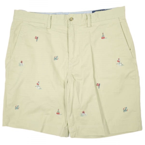POLO RALPH LAUREN ポロ・ラルフローレン ストレッチクラシックフィット エンブロイダリー チノショーツ Sailing Nautical 34 BEIGE ショートパンツ ボトムス g26980