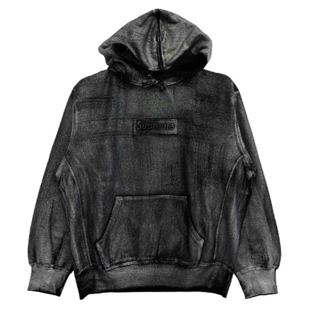 Supreme シュプリーム パーカー 24SS MM6 Maison Margiela メゾンマルジェラ Foil Box Logo Hooded Sweatshirt フォイル ボックスロゴ パーカー ダークグレー系 S【極上美品】【中古】