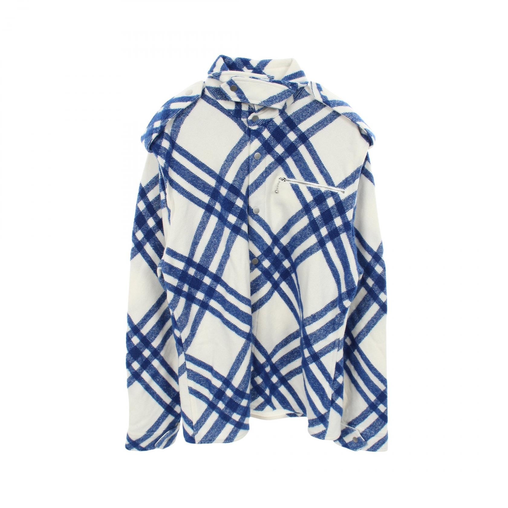 バーバリー BURBERRY チェック シャツ 衣料品 アウター ウール メンズ ホワイト系 / ブルー系 【中古】