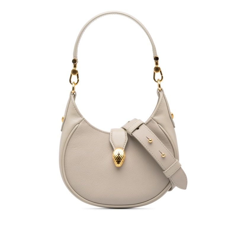 ブルガリ セルペンティ エリプス ハンドバッグ チェーン ショルダーバッグ 2WAY グレージュ レザー レディース BVLGARI 中古