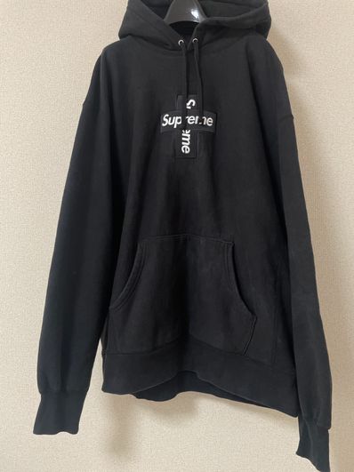 Supreme Cross Box Logo Hooded Sweatshirt "Black"