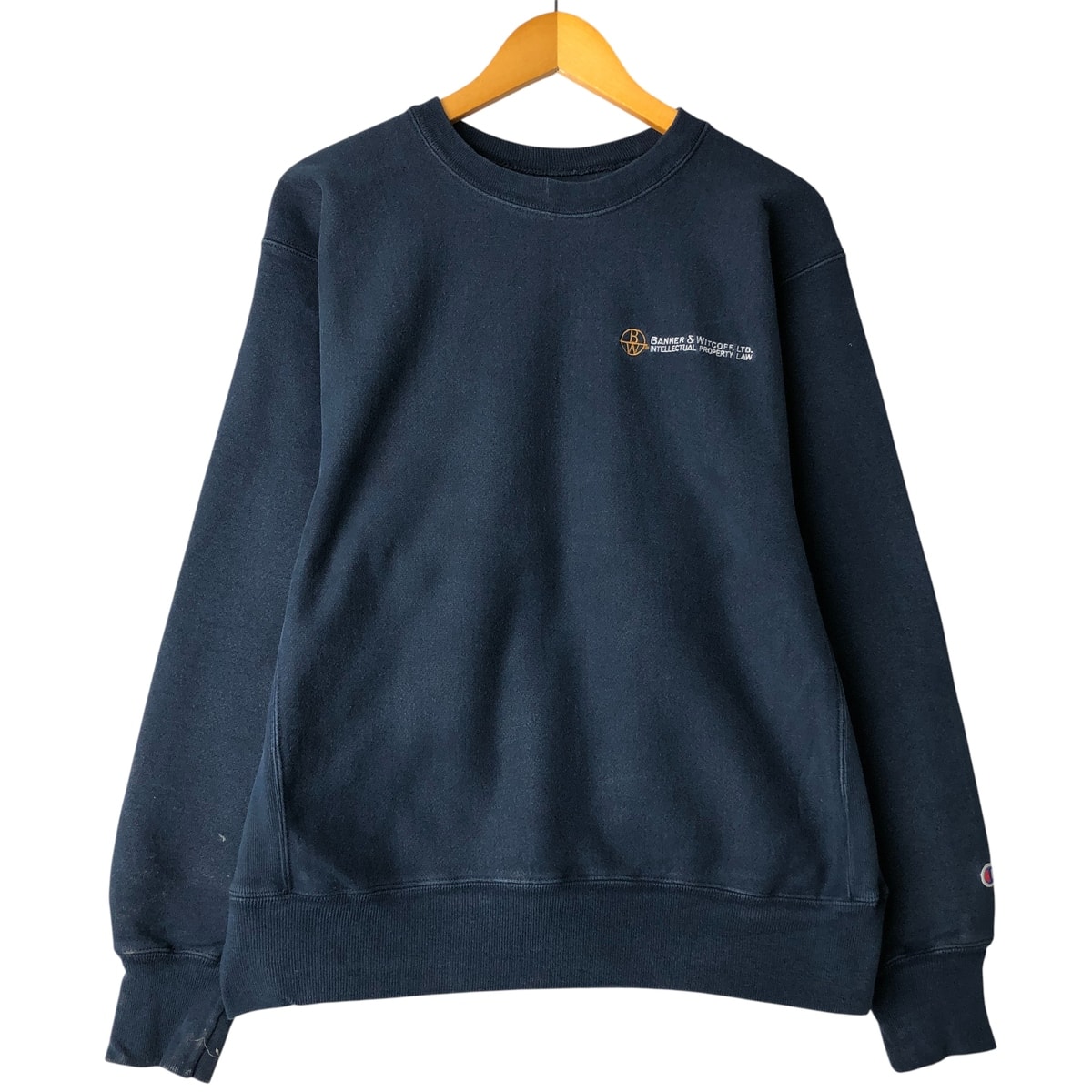 古着 00年代 チャンピオン Champion PREMIUM REVERSE WEAVE プレミアムリバースウィーブ BANNER&WITCOFF LTD アドバタイジング スウェットシャツ トレーナー メンズM相当/eaa607592