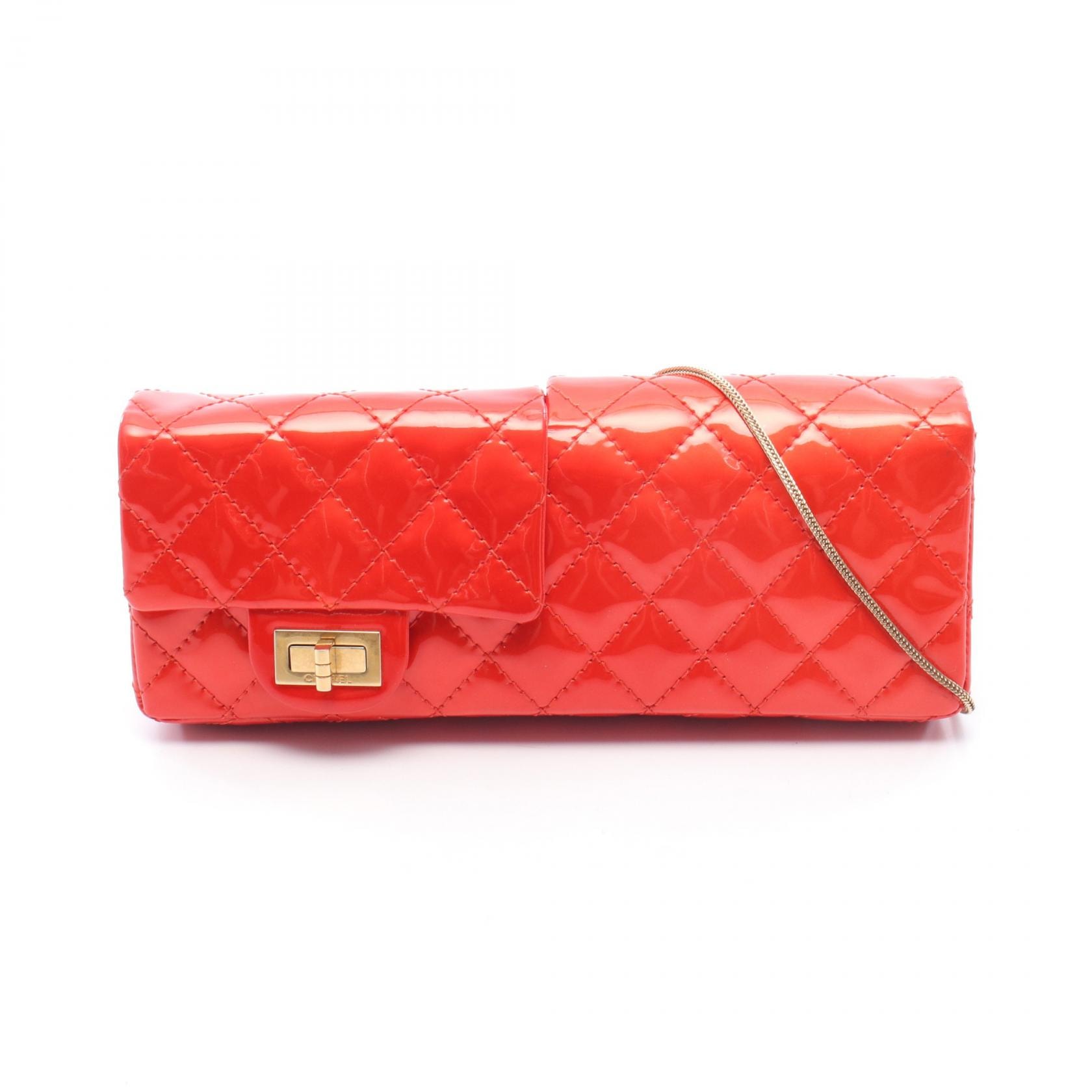 シャネル CHANEL 2.55 マトラッセ クラッチ ショルダーバッグ バッグ パテントレザー レディース レッド系 【中古】