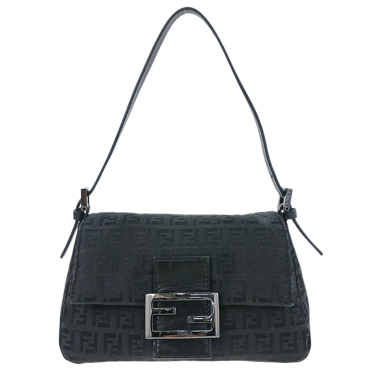 FENDI フェンディ マンマバケット ワンショルダー ハンドバッグ ズッカ柄 ショルダーバッグ 8BR180 キャンバス レザー ブラック レディース【中古】