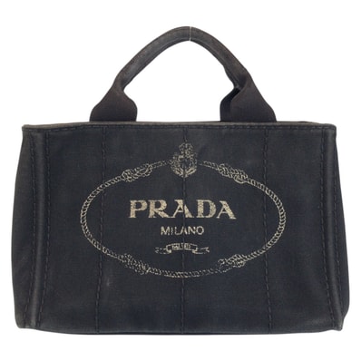PRADA プラダ カナパ 三角ロゴプレート ブラック 黒 キャンバス ハンドバッグ トートバッグ 602568 【中古】