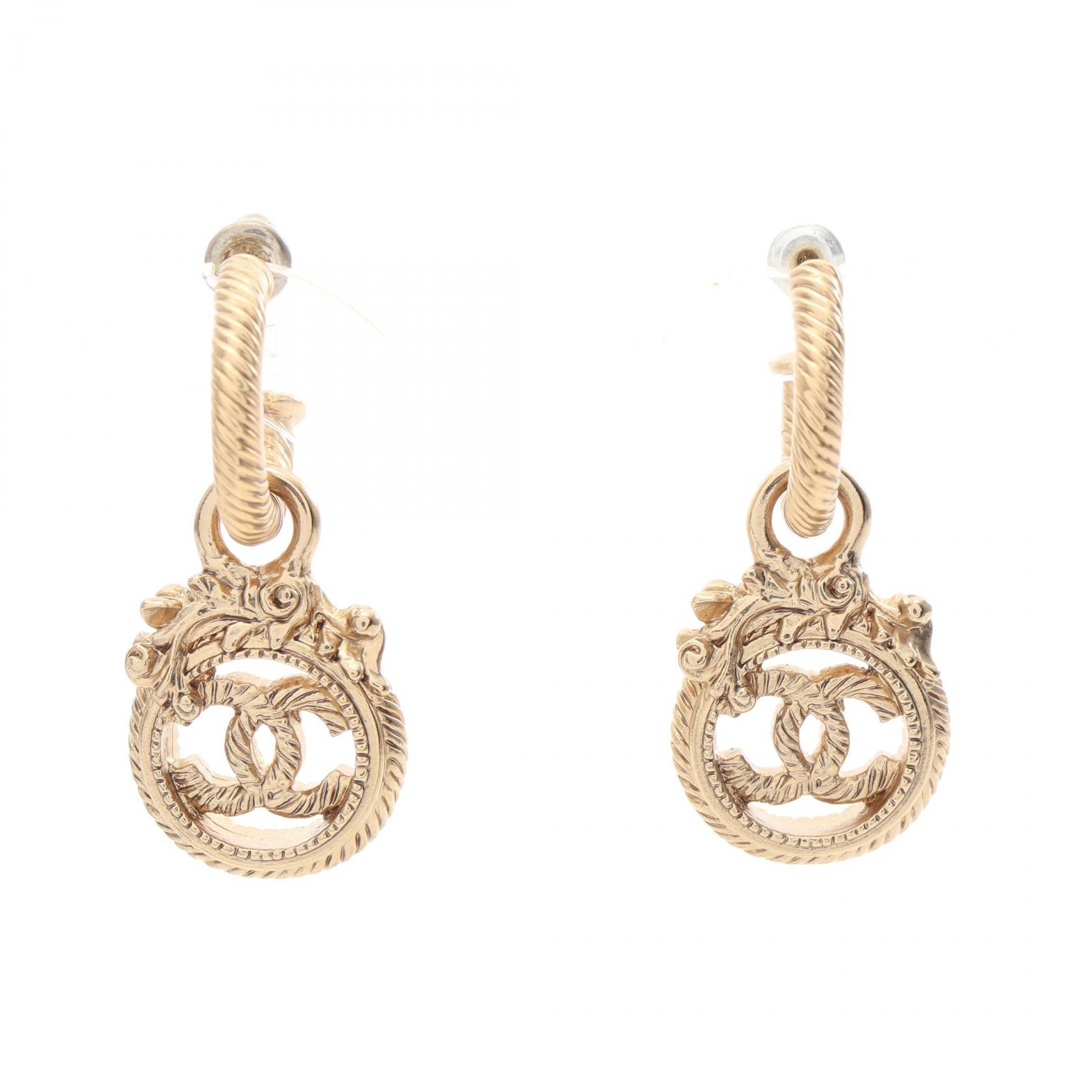 シャネル CHANEL ココマーク フープ ピアス ジュエリー GP(ゴールドメッキ) レディース ゴールド系 【中古】