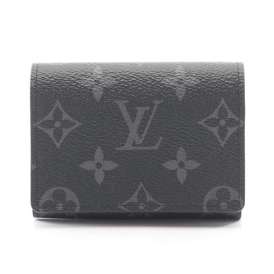 ルイ・ヴィトン LOUIS VUITTON アンヴェロップ カルト ドゥ ヴィジット モノグラムエクリプス カードケース アクセサリー PVC メンズ ブラック系 M12874 【中古】