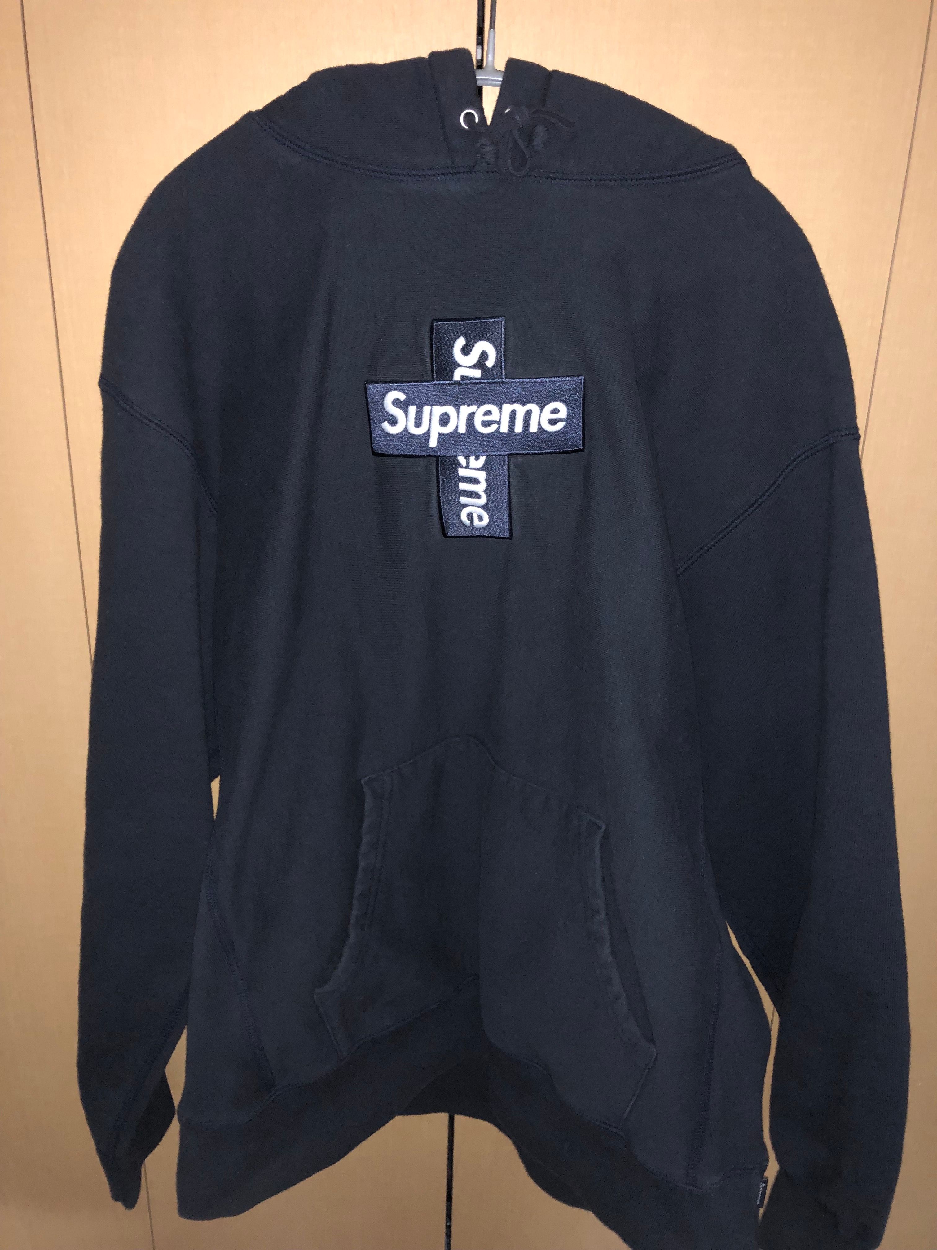 Supreme Cross Box Logo Hooded Sweatshirt "Navy"
