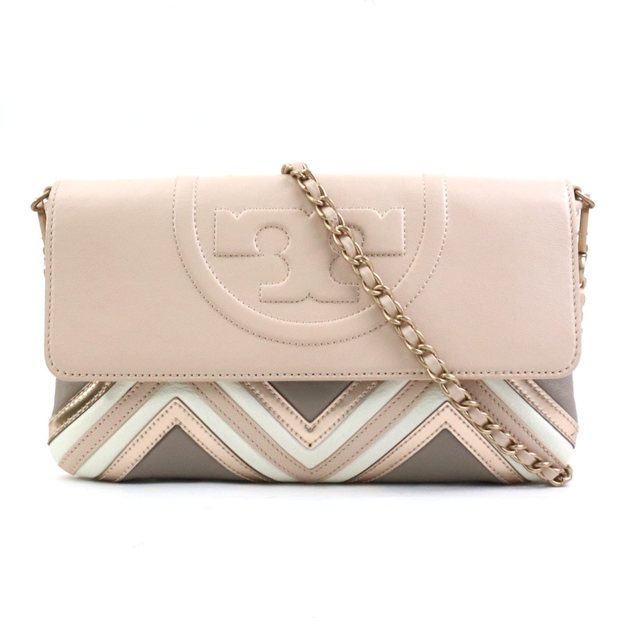 トリーバーチ Tory Burch ショルダーバッグ レザー ピンクベージュ系 レディース【中古】 r10272a