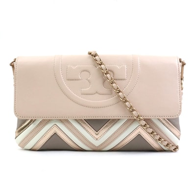 トリーバーチ Tory Burch ショルダーバッグ レザー ピンクベージュ系 レディース【中古】 r10272a