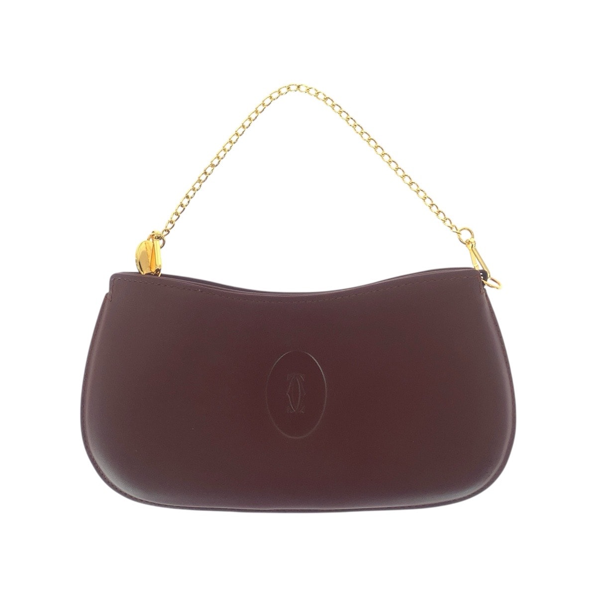 美品 CARTIER カルティエ マストライン ワインレッド ゴールド金具 レザー ハンドバッグ アクセサリーポーチ 506225 【中古】