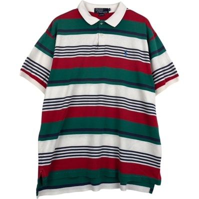 古着 ラルフローレン Ralph Lauren POLO by Ralph Lauren マルチボーダー 半袖 ボーダー ポロシャツ USA製 メンズXL相当/eaa653639