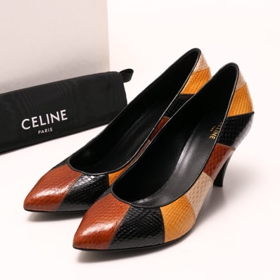 ■未使用品■CELINE セリーヌ パンプス サイズ37.5 靴 ポインテッドトゥ パイソンレザー イタリア製 20240913/RA1231