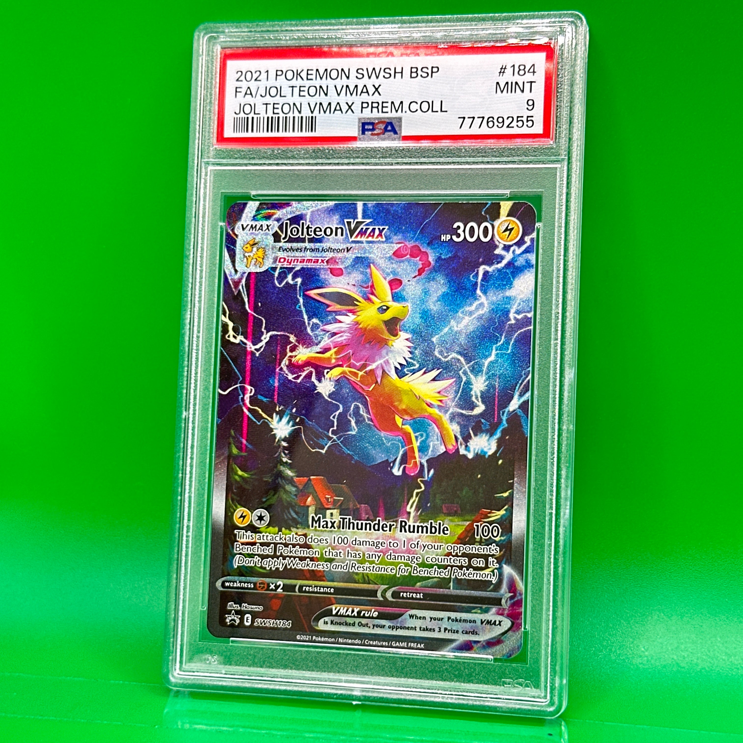 PSA9 MINT サンダースVMAX SWSH/184 夏ポケカ 英語版 PSA10鑑定済〕サンダースVMAX(英語版/SA仕様)【SR】{SWSH184}