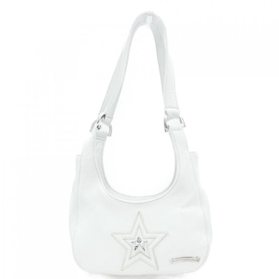 Chrome Hearts Star Motif Scroll Label Leather Handbag "White"