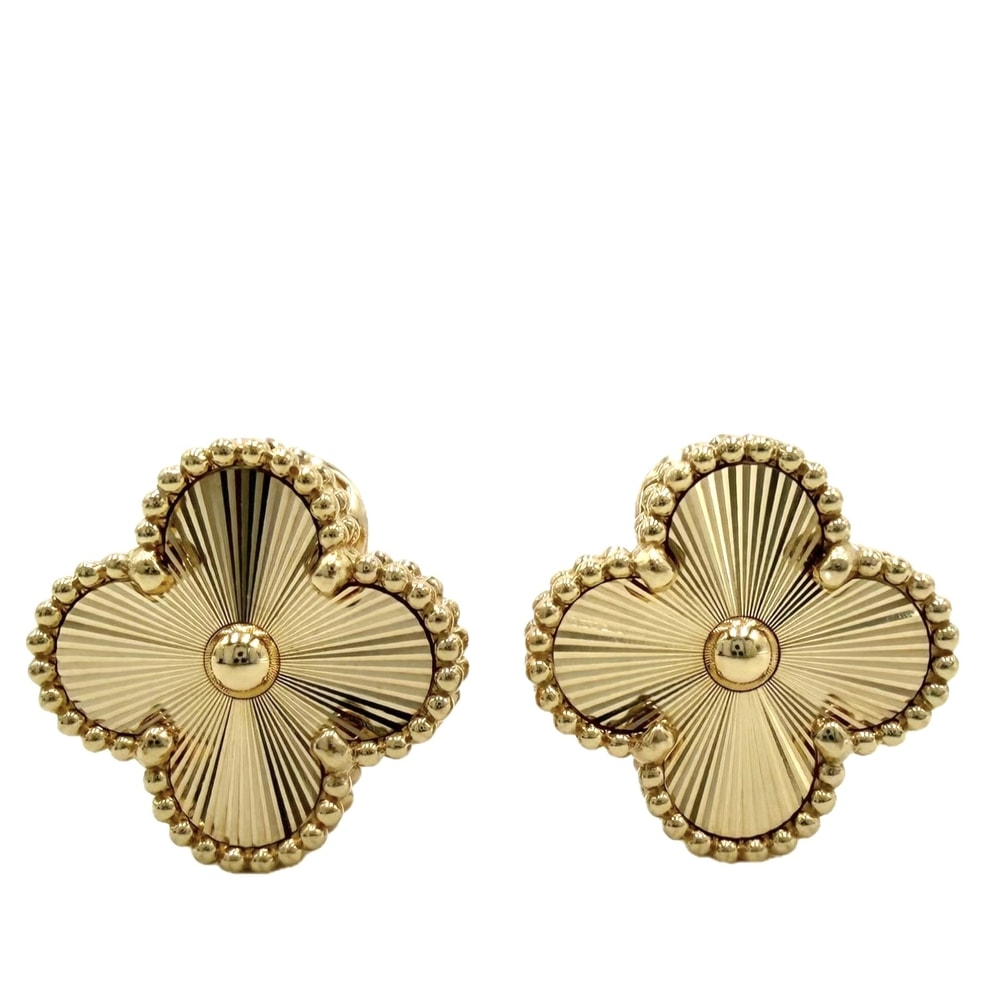 Van Cleef & Arpels ヴァンクリーフ&アーペル ピアス ギヨシェ ヴィンテージアルハンブラ アクセサリー ジュエリー 18金YG Au750 K18イエローゴールド VCARP3JL00 レディース 約9.9g 美品【中古品】