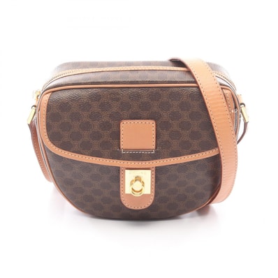 セリーヌ CELINE マカダム ショルダーバッグ バッグ PVCコーティングキャンバス レザー レディース ブラウン系 【中古】