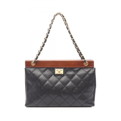 シャネル CHANEL マトラッセ トートバッグ バッグ キャビアスキン(グレインドカーフ) ウッド レディース ブラック系 / ブラウン系 【中古】