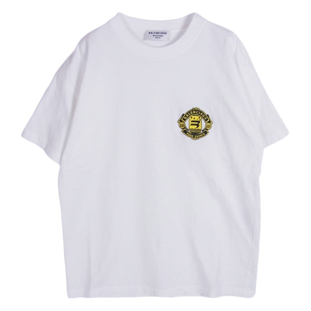 BALENCIAGA バレンシアガ Tシャツ 21AW 612965 TLV61 WARDROBE ロゴ刺繍 半袖 Tシャツ カットソー ホワイト系 XS【中古】