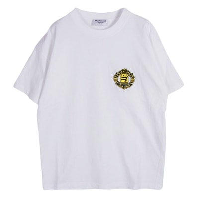 BALENCIAGA バレンシアガ Tシャツ 21AW 612965 TLV61 WARDROBE ロゴ刺繍 半袖 Tシャツ カットソー ホワイト系 XS【中古】