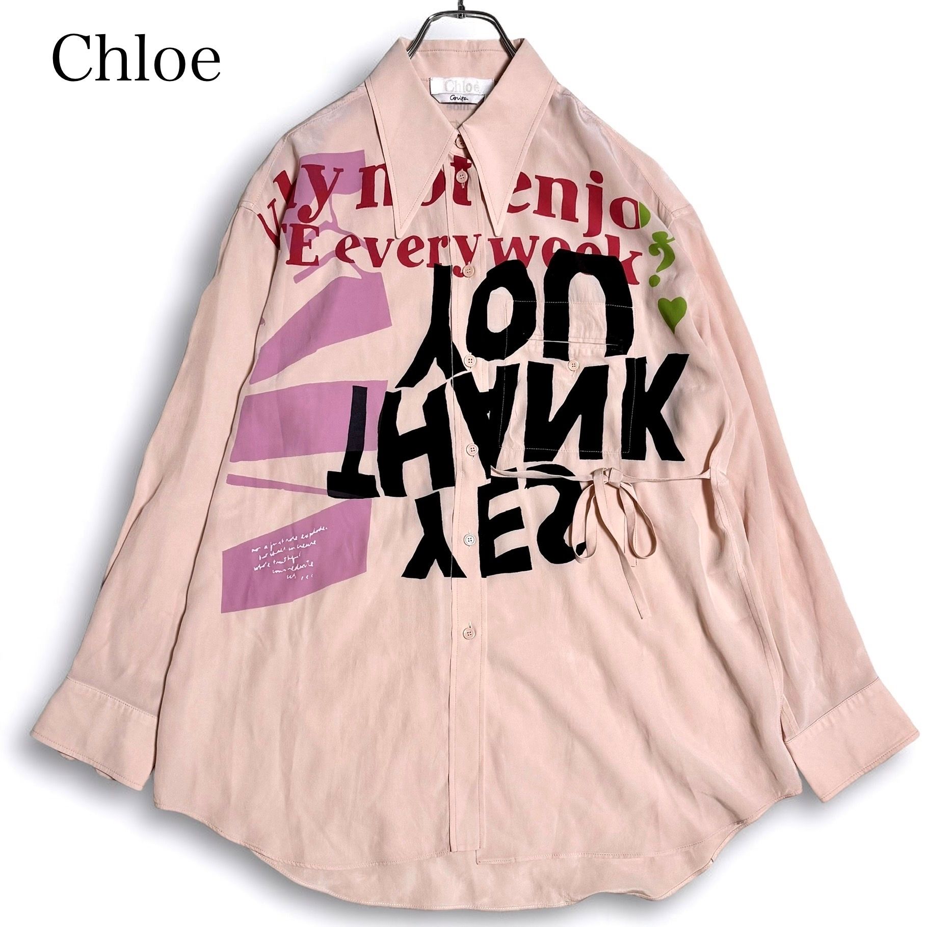 希少 Chloe クロエ コリータ・ケント シルクブラウス グラフィック ピンク
