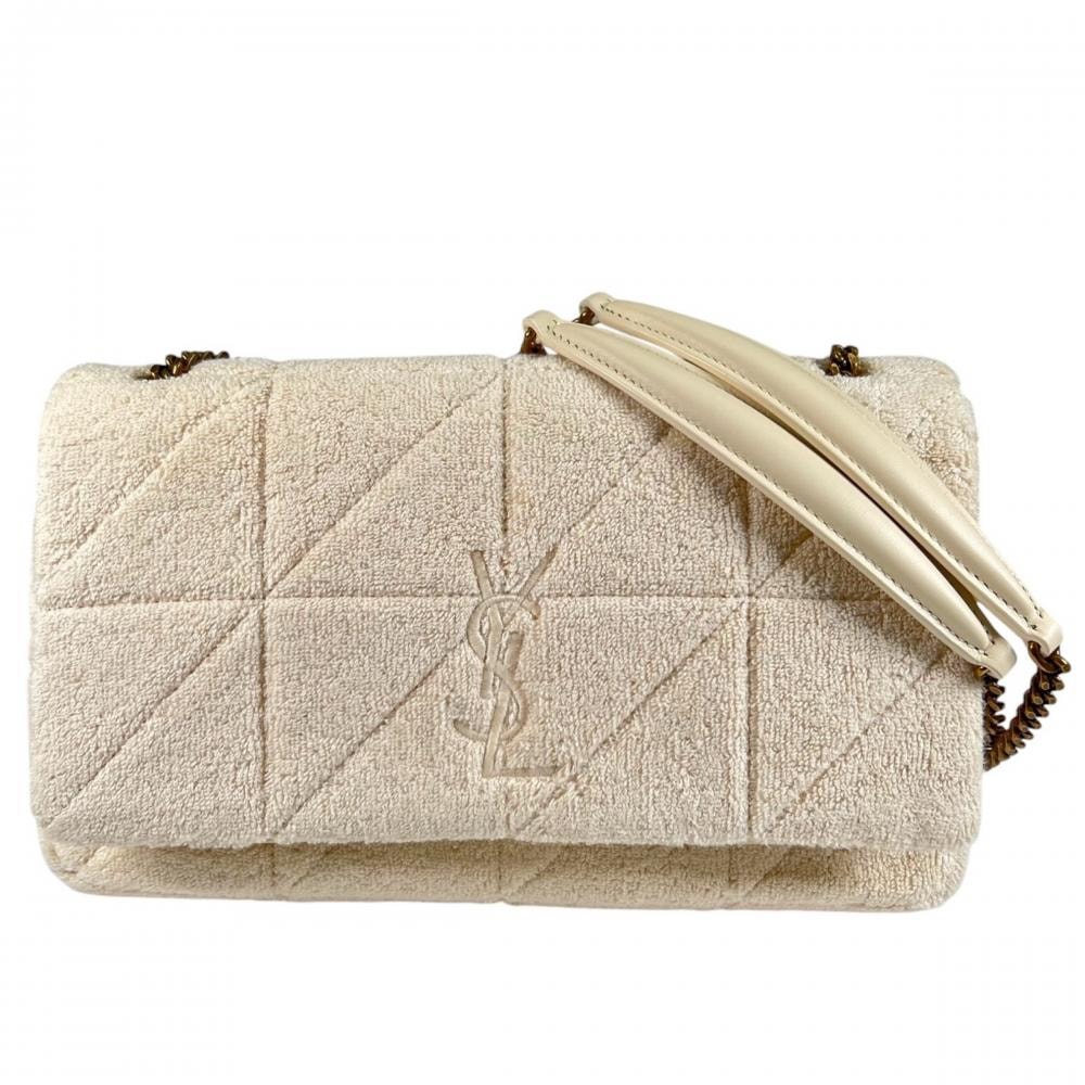 YVES SAINT LAURENT イヴ・サンローラン 2WAY ジェイミー ハンドバッグ ショルダーバッグ 肩掛け 735035 パイル  レザー   ホワイト 白 ゴールド金具 レディース【中古品】