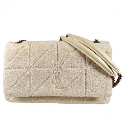 YVES SAINT LAURENT イヴ・サンローラン 2WAY ジェイミー ハンドバッグ ショルダーバッグ 肩掛け 735035 パイル レザー ホワイト 白 ゴールド金具 レディース【中古品】