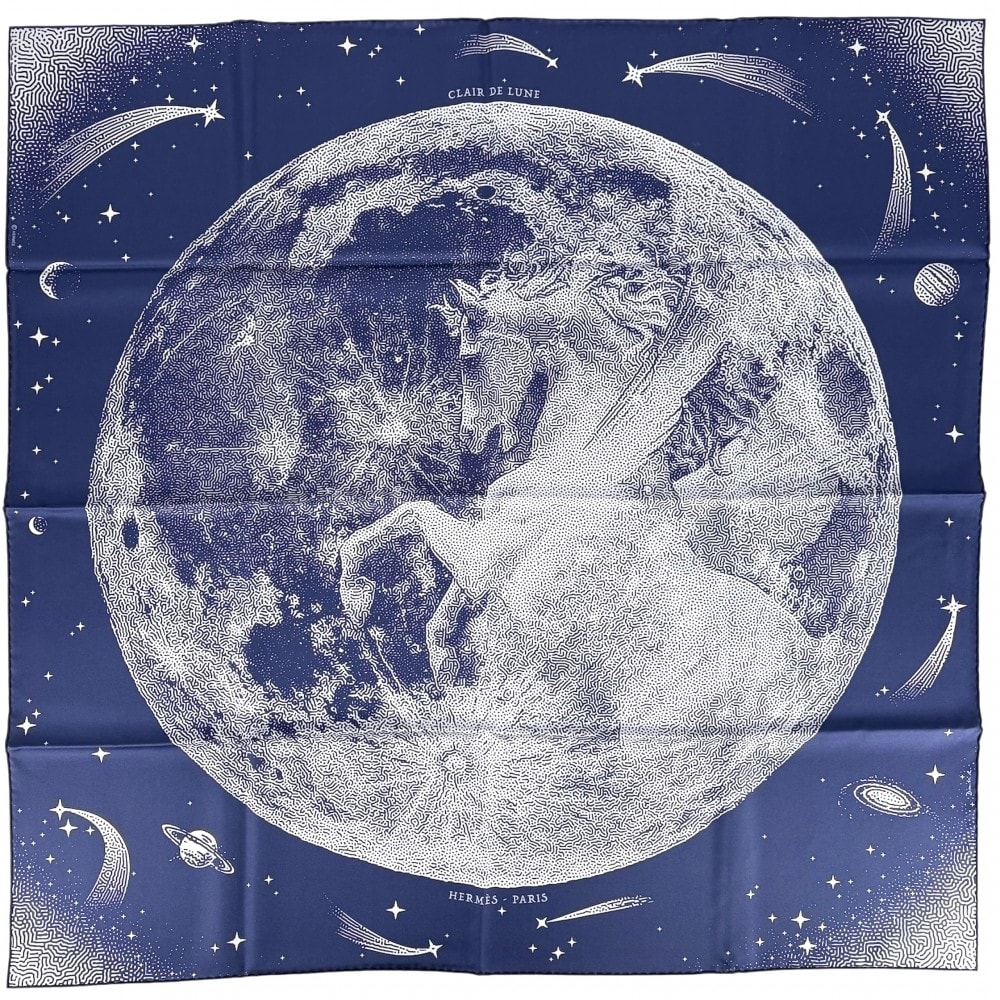 HERMES エルメス スカーフ“Clair de Lune” ダブルフェイス 6568