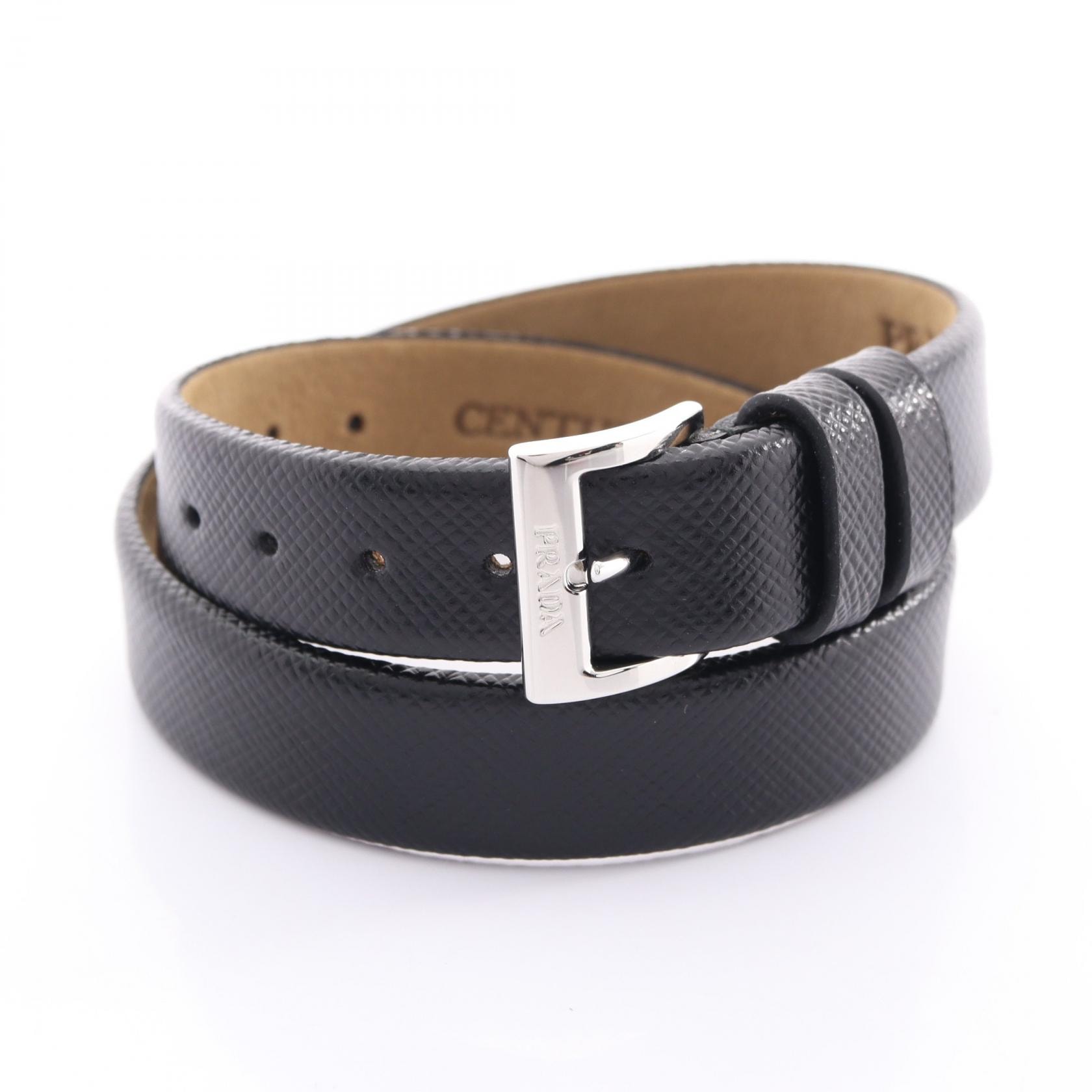 プラダ PRADA PRADA × AMEX CENTURION ブレスレット アクセサリー サフィアーノレザー メンズ レディース ブラック系 【中古】
