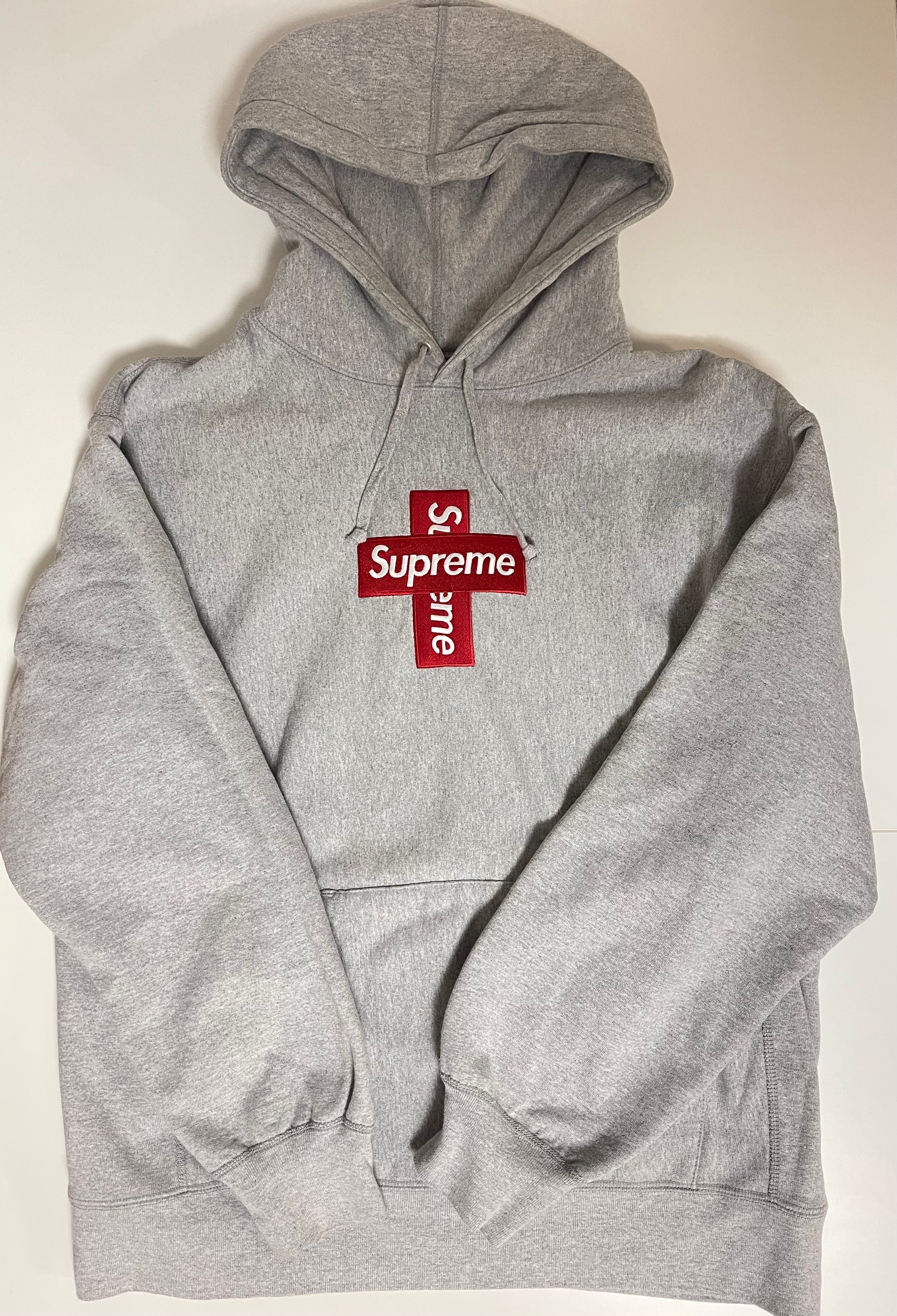 Supreme Cross Box Logo Hooded Sweatshirt "Grey"