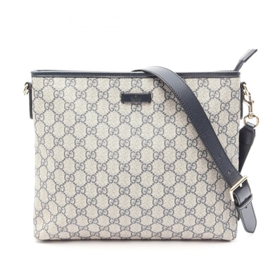 グッチ GUCCI GGスプリーム ショルダーバッグ バッグ PVCコーティングキャンバス レザー レディース ベージュ系 / ネイビー系 388924 【中古】