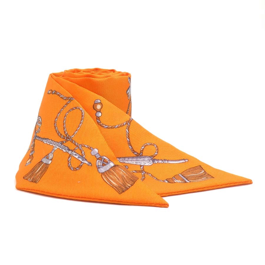 エルメス HERMES スカーフ ツイリー シルク オレンジ レディース【中古】 56917k