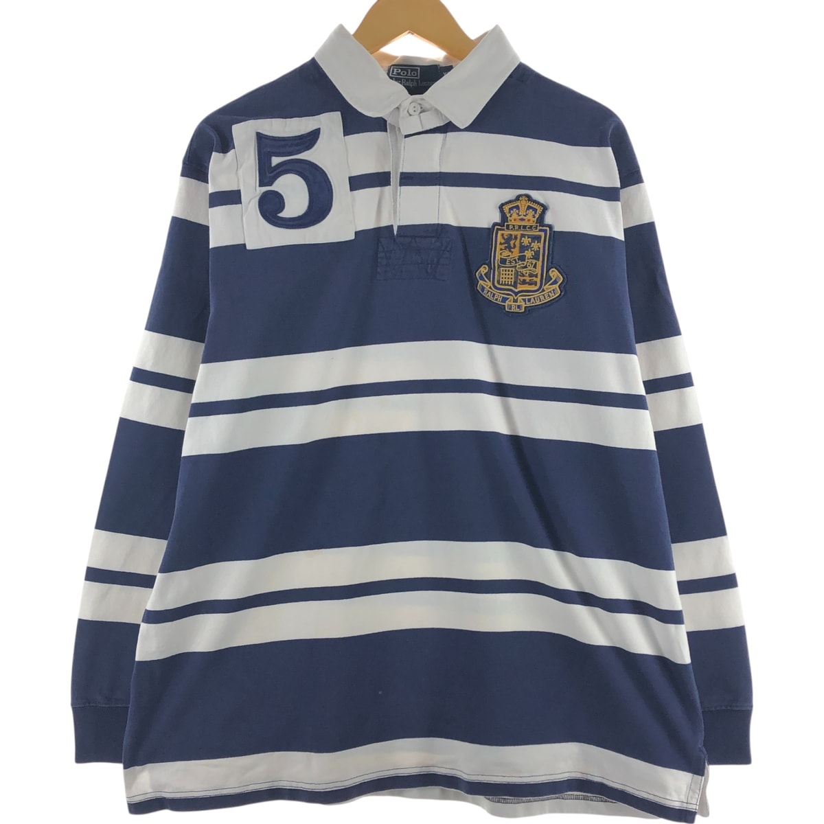 古着 ラルフローレン Ralph Lauren POLO by Ralph Lauren ボーダー柄 長袖 ラガーシャツ メンズXL相当/eaa547926