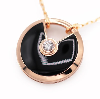 CARTIER カルティエ ネックレス アミュレットSM オニキス / ダイヤ ピンクゴールド 18金 K18PG アクセサリー ジュエリー メンズ レディース ユニセックス