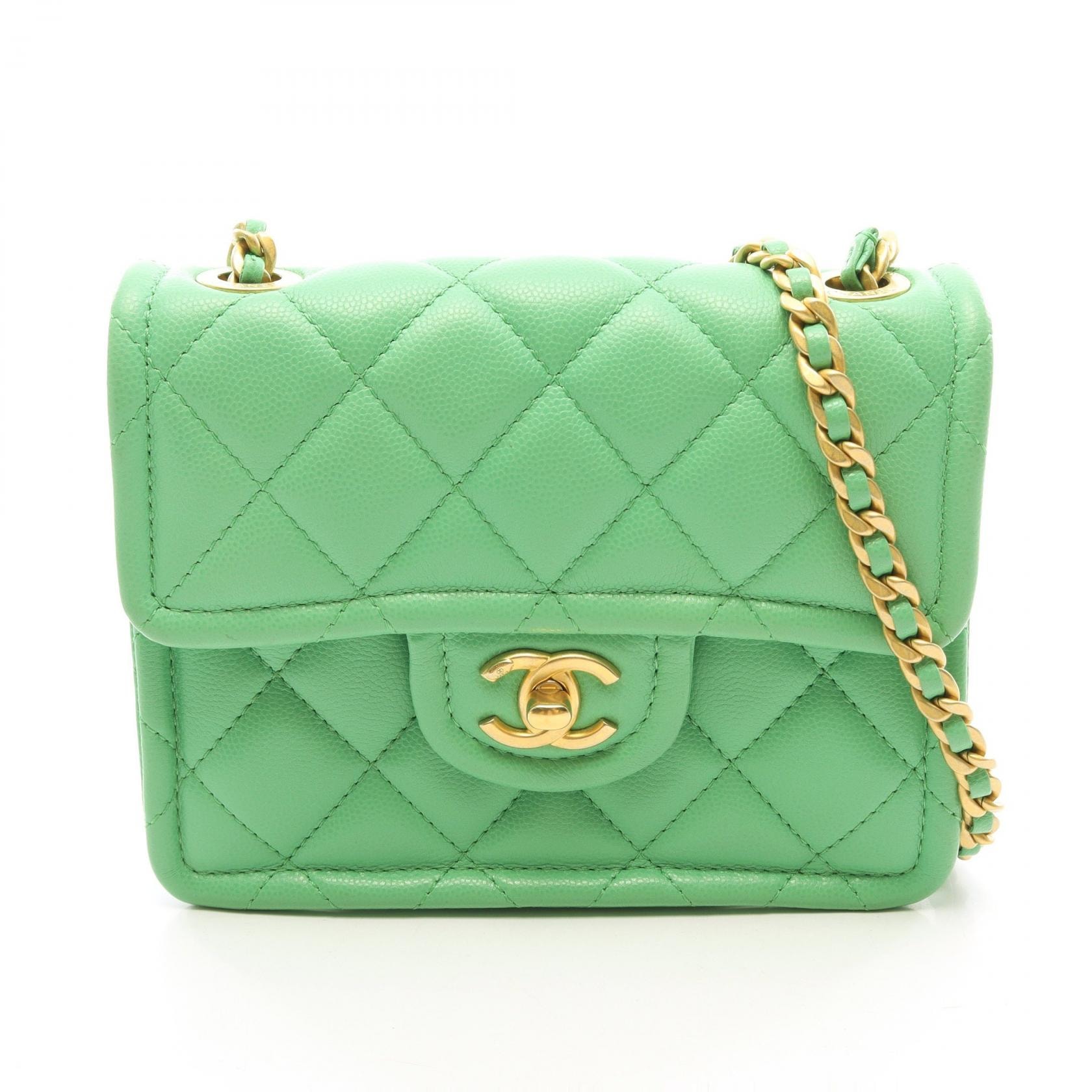 シャネル CHANEL マトラッセ スモール ショルダーバッグ バッグ キャビアスキン(グレインドカーフ) レディース グリーン系 【中古】