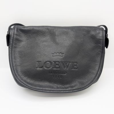 ロエベ ヘリテージ ショルダーバッグ レザー ブラック