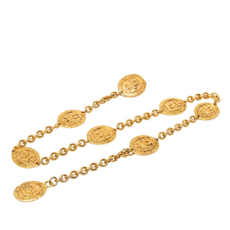シャネル ヴィンテージ ココマーク チェーン ベルト ゴールド メッキ レディース CHANEL 中古