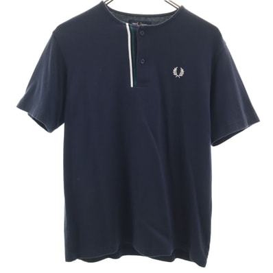 FRED PERRY フレッドペリー 日本製 半袖 ヘンリーネック Tシャツ S ネイビー