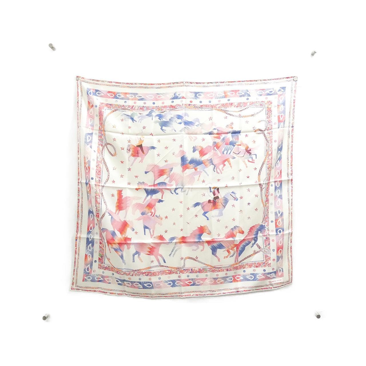 エルメス LES MUSTANGS CARRE HARBLE SILK 004274S スカーフ