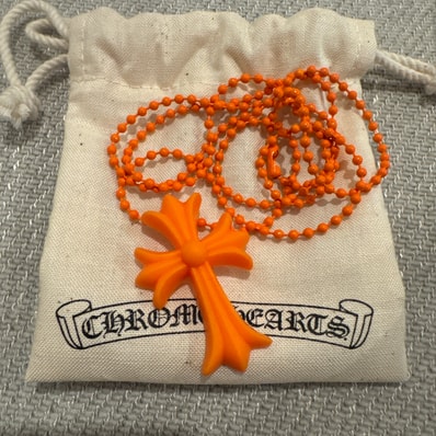 Chrome Hearts Rubber Small CH Cross Silicon Necklace "Orange"