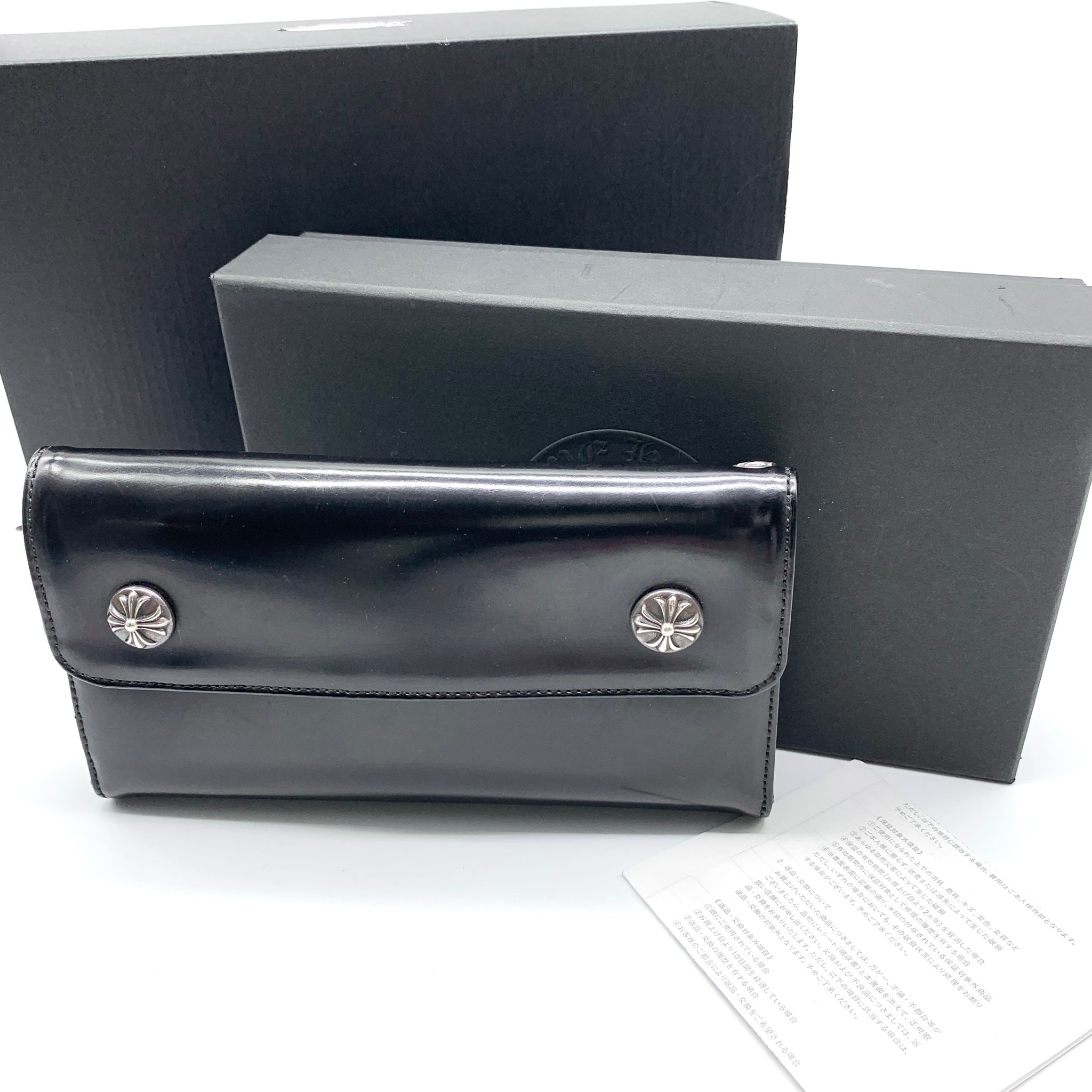 Chrome Hearts Wave Cross Ball Button Leather Wallet "Black/Silver"
