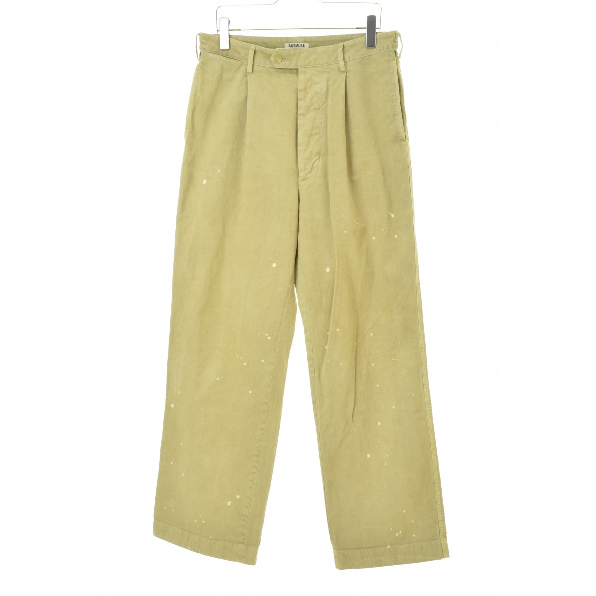 AURALEE Garment-Dyed Finx Light Chino One-Tuck Wide Pants "Beige"