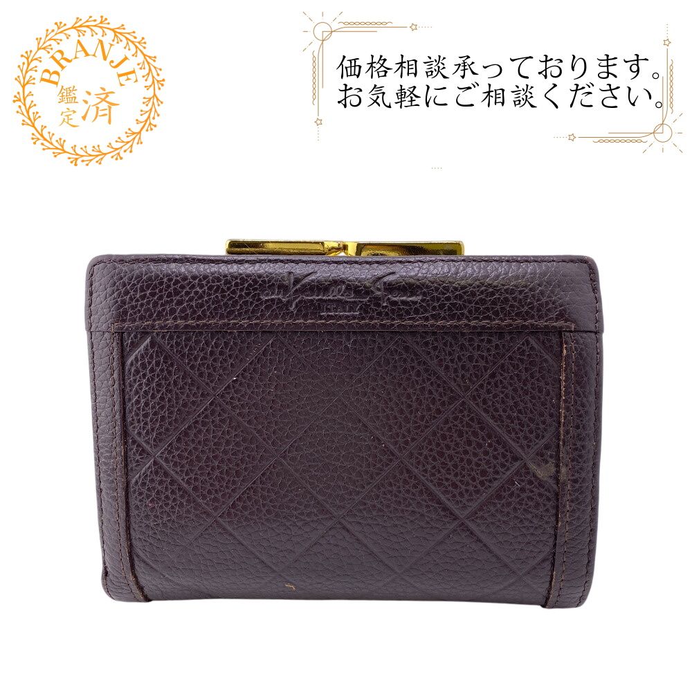 サルヴァトーレフェラガモ Salvatore Ferragamo 二つ折り財布 キルティング がま口 ブラウン