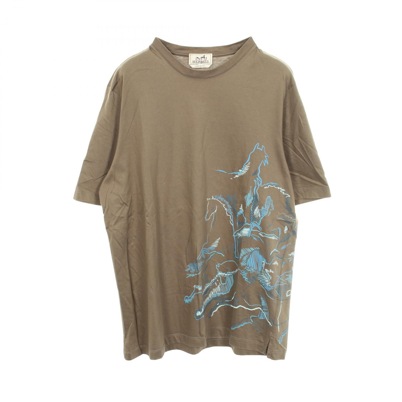 エルメス HERMES Cavalcade 半袖Tシャツ 衣料品 トップス コットン メンズ グリーン系 【中古】