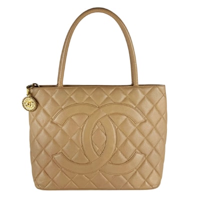 シャネル CHANEL ハンドバッグ 復刻トート キャビアスキンレザー ベージュ レディース【中古】 z10600
