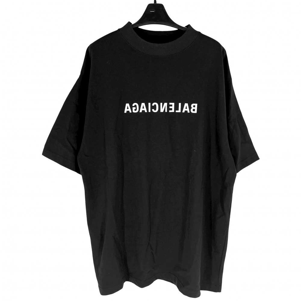 BALENCIAGA バレンシアガ 半袖Tシャツ ミラー ロゴ 服 トップス アパレル M 764235 ブラック 黒 コットン    メンズ 春 夏 美品【中古品】