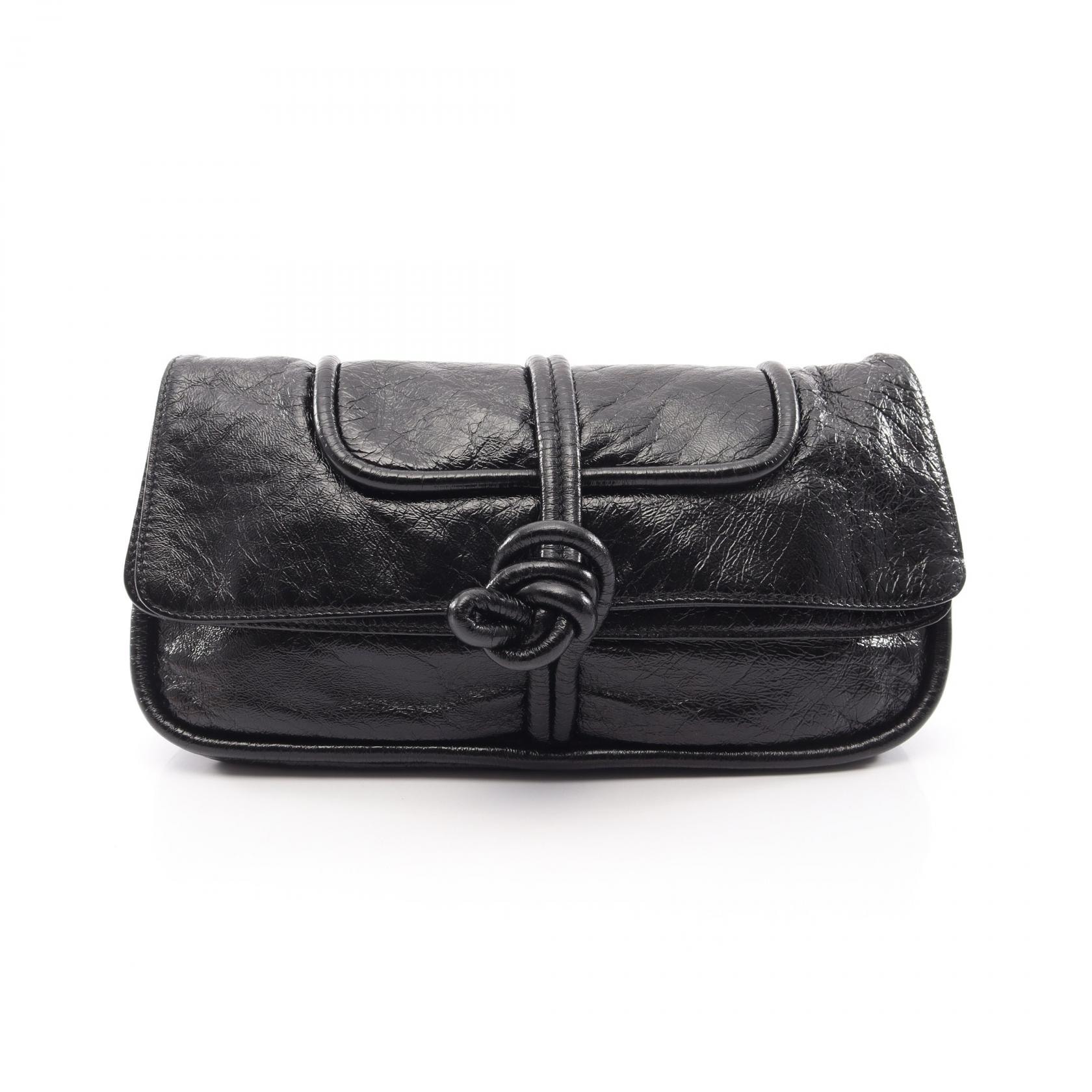 ロエベ LOEWE ツイステッドノット セカンドバッグ クラッチバッグ バッグ レザー レディース ブラック系 【中古】