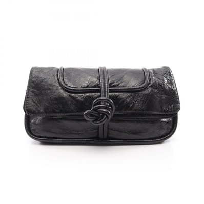 ロエベ LOEWE ツイステッドノット セカンドバッグ クラッチバッグ バッグ レザー レディース ブラック系 【中古】